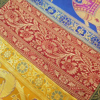 Dining Table Runner Zari Brocade Banarasi Decor Cover Elephant Woven Multi Color
