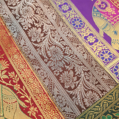 Dining Table Runner Zari Brocade Banarasi Decor Cover Elephant Woven Multi Color