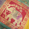 Dining Table Runner Woven Elephant Zari Brocade Banarasi Cover Decor Multi Color