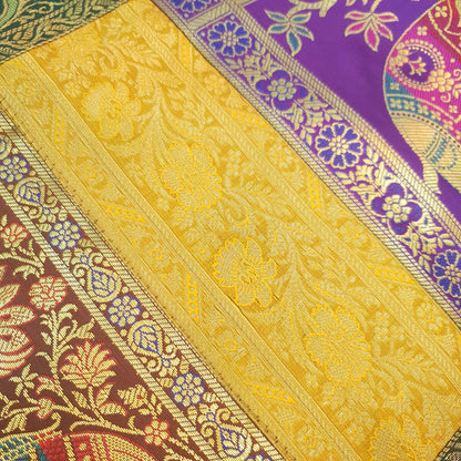 Dining Table Runner Zari Brocade Elephant Woven Banarasi Cover Decor Multi Color