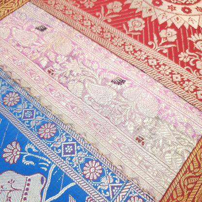 Dining Table Runner Woven Elephant & Mandala Zari Brocade Banarasi Multi Color