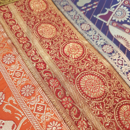 Dining Table Runner Elephant Woven Zari Brocade Banarasi Decor Cover Multi Color