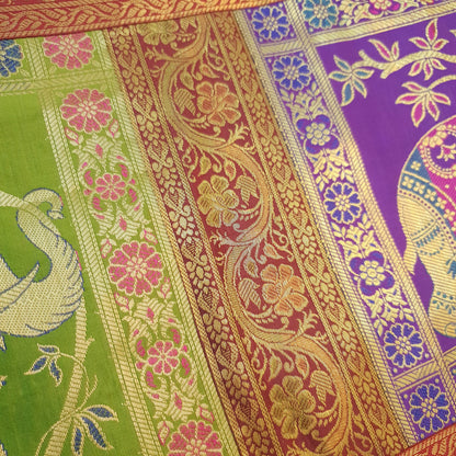 Table Runner Banarasi Home Decor Ethnic Elephant Woven Rectangular Dining Cloth