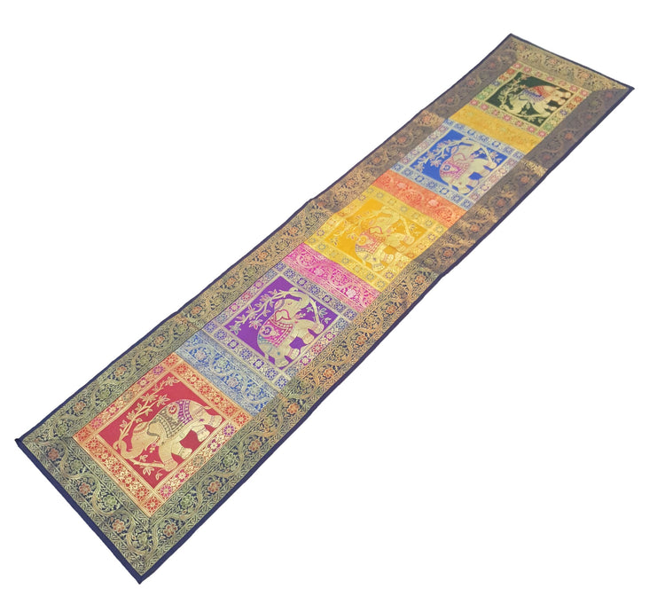 Multi-Color Table Runner Premium Brocade Elephant Zari Woven Dining Home Decor