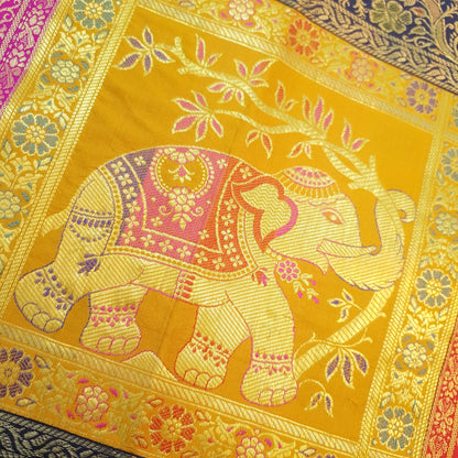 Multi-Color Table Runner Premium Brocade Elephant Zari Woven Dining Home Decor