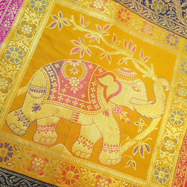 Multi-Color Table Runner Premium Brocade Elephant Zari Woven Dining Home Decor