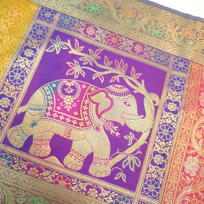 Dining Table Runner Wall Tapestry Woven Zari Brocade Banarasi Cover Multi Color