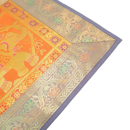 Dining Table Runner Wall Tapestry Woven Zari Brocade Banarasi Cover Multi Color