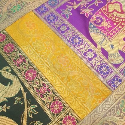 Dining Table Runner Wall Tapestry Woven Zari Brocade Banarasi Cover Multi Color