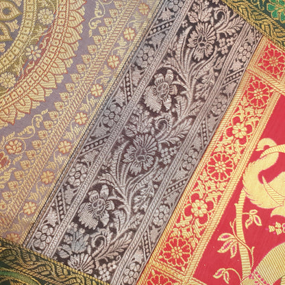 Dining Table Runner Handmade Elephant Mandala Woven Gold Banarasi Brocade Silk