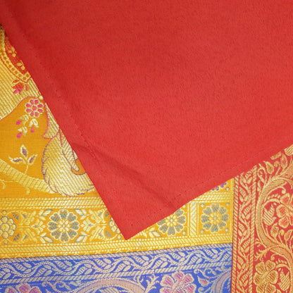 Dining Cloth Table Runner Elephant Woven Zari Brocade Banarasi Cover Multi Color