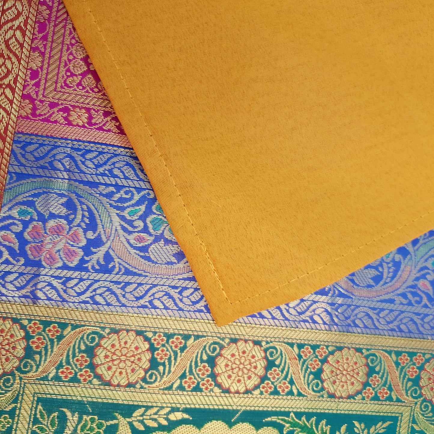 Dining Table Runner Elephant Peacock Woven Zari Brocade Banarasi Handmade Cover