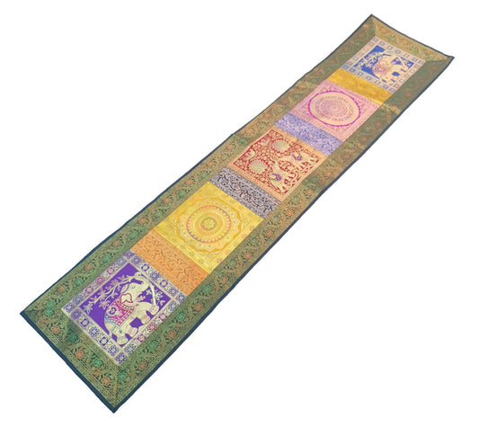 Dining Table Runner Wall Tapestry Woven Zari Brocade Banarasi Cover Multi Color