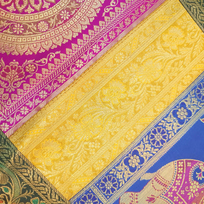 Dining Table Runner Wall Tapestry Woven Zari Brocade Banarasi Cover Multi Color