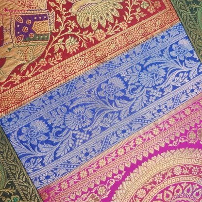 Dining Table Runner Wall Tapestry Woven Zari Brocade Banarasi Cover Multi Color