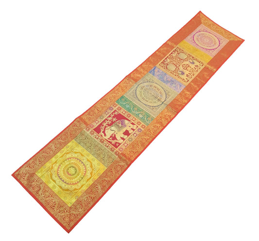 Dining Table Runner Mandala Floral Woven Zari Brocade Banarasi Cover Multi Color