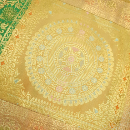 Dining Cover Table Runner Mandala Woven Zari Brocade Banarasi Decor Multi Color