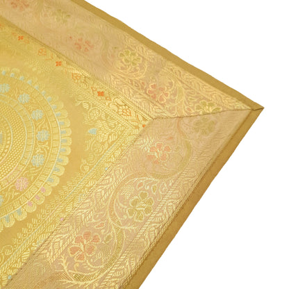 Dining Cover Table Runner Mandala Woven Zari Brocade Banarasi Decor Multi Color