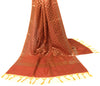 Orange Banarasi Dupatta Indian Art Silk Woven Zari Brocade Long Stole Scarves