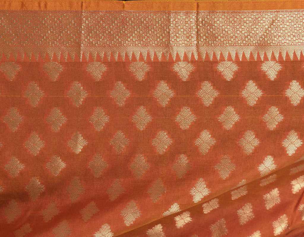 Orange Banarasi Dupatta Indian Art Silk Woven Zari Brocade Long Stole Scarves