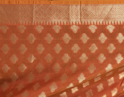 Orange Banarasi Dupatta Indian Art Silk Woven Zari Brocade Long Stole Scarves