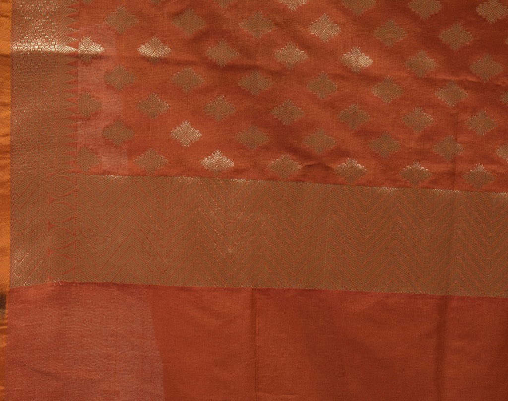 Orange Banarasi Dupatta Indian Art Silk Woven Zari Brocade Long Stole Scarves