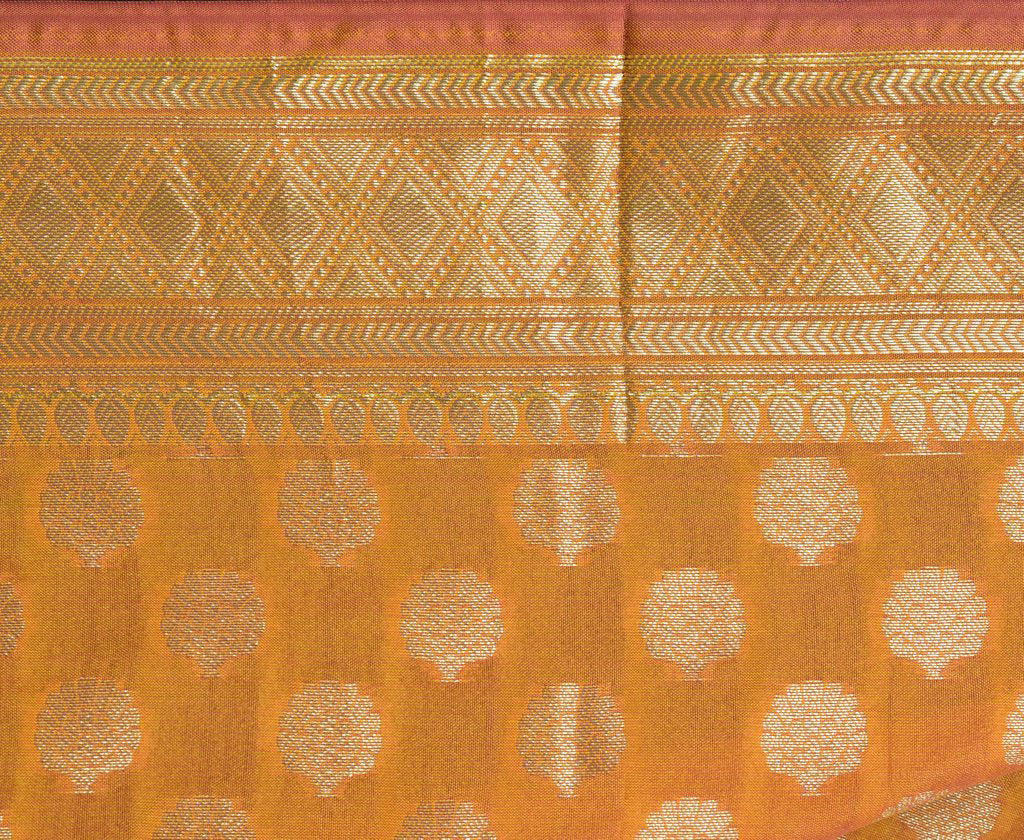 Orange Banarasi Dupatta Indian Art Silk Woven Zari Brocade Long Stole Scarves