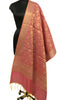 Pink Banarasi Dupatta Indian Art Silk Woven Zari Brocade Long Stole Scarves