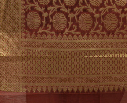 Maroon Banarasi Dupatta Indian Art Silk Woven Zari Brocade Long Stole Scarves