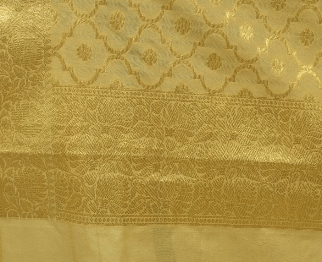 Beige Banarasi Dupatta Indian Art Silk Woven Zari Brocade Long Stole Scarves