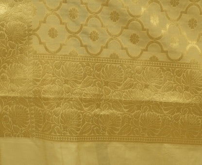 Beige Banarasi Dupatta Indian Art Silk Woven Zari Brocade Long Stole Scarves