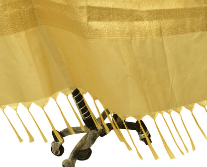 Beige Banarasi Dupatta Indian Art Silk Woven Zari Brocade Long Stole Scarves