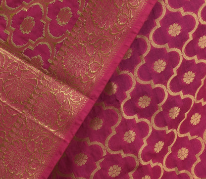 Hot Pink Banarasi Dupatta Indian Art Silk Woven Zari Brocade Long Stole Scarves
