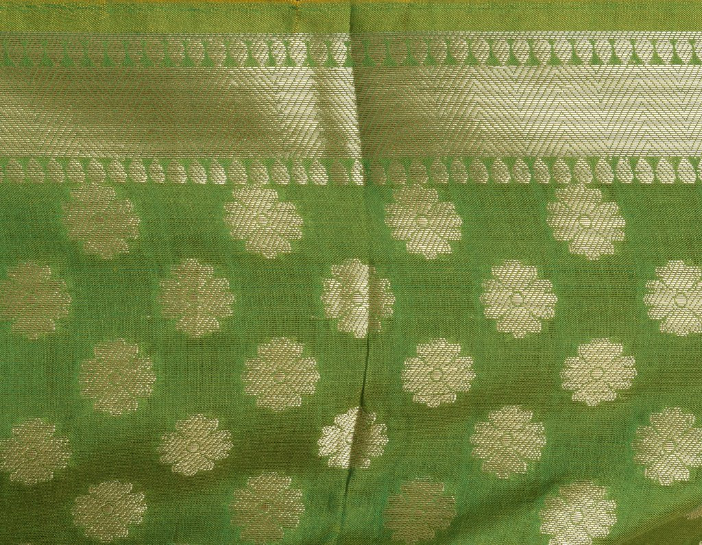 Green Banarasi Dupatta Indian Art Silk Woven Zari Brocade Long Stole Scarves