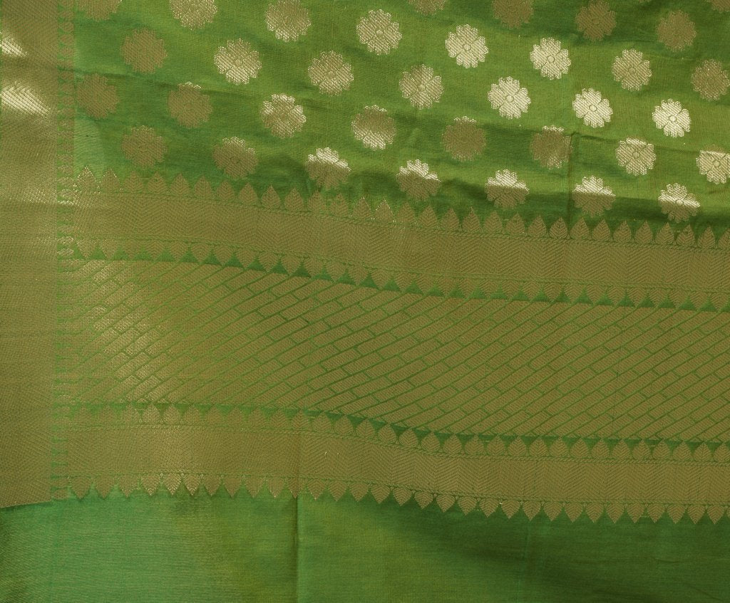 Green Banarasi Dupatta Indian Art Silk Woven Zari Brocade Long Stole Scarves