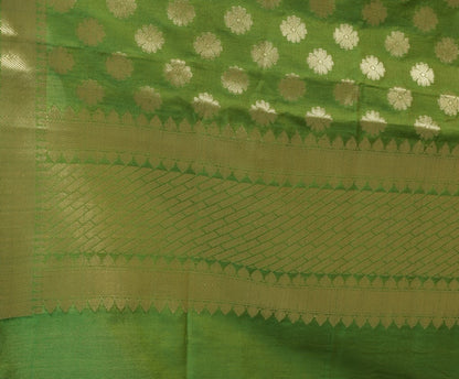 Green Banarasi Dupatta Indian Art Silk Woven Zari Brocade Long Stole Scarves