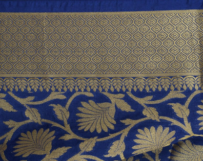 Blue Banarasi Dupatta Indian Art Silk Woven Zari Brocade Long Stole Scarves Wrap