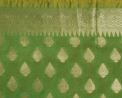 Green Banarasi Dupatta Indian Art Silk Woven Zari Brocade Long Stole Scarves