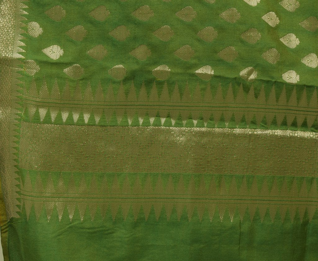 Green Banarasi Dupatta Indian Art Silk Woven Zari Brocade Long Stole Scarves