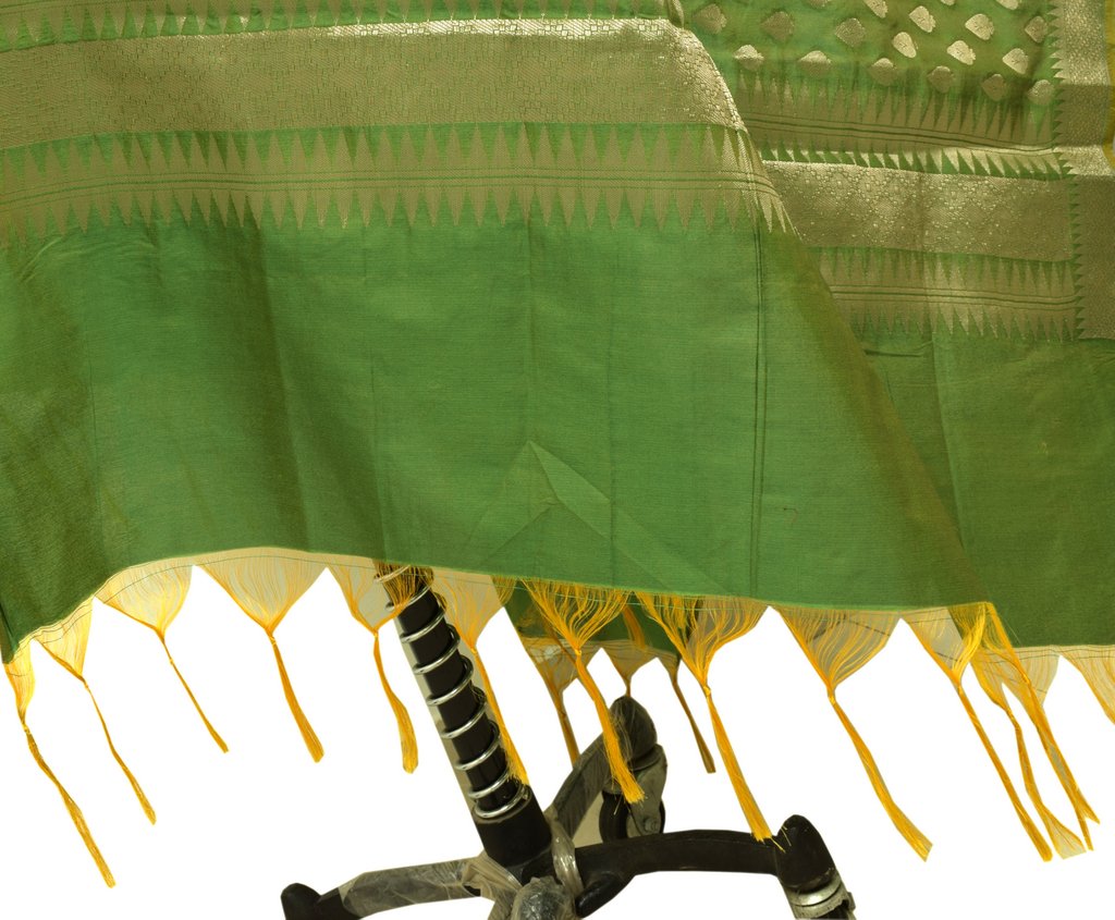 Green Banarasi Dupatta Indian Art Silk Woven Zari Brocade Long Stole Scarves