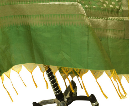 Green Banarasi Dupatta Indian Art Silk Woven Zari Brocade Long Stole Scarves