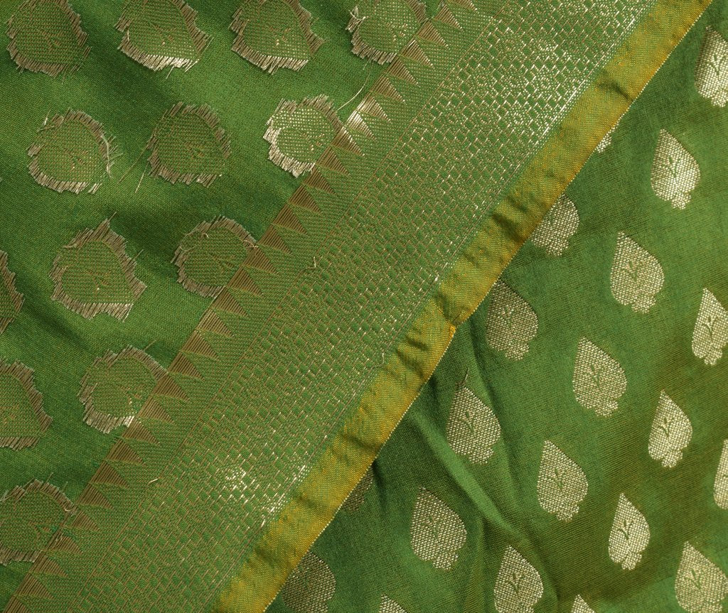 Green Banarasi Dupatta Indian Art Silk Woven Zari Brocade Long Stole Scarves