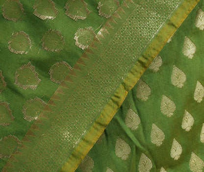 Green Banarasi Dupatta Indian Art Silk Woven Zari Brocade Long Stole Scarves