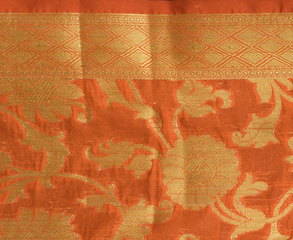 Orange Banarasi Dupatta Indian Art Silk Woven Zari Brocade Long Stole Scarves