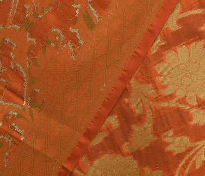 Orange Banarasi Dupatta Indian Art Silk Woven Zari Brocade Long Stole Scarves