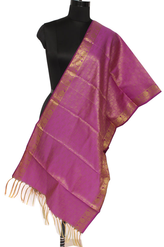 Purple Banarasi Dupatta Indian Art Silk Woven Zari Brocade Long Stole Scarves