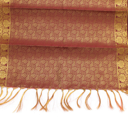 Brown Banarasi Dupatta Indian Art Silk Woven Zari Brocade Long Stole Scarves