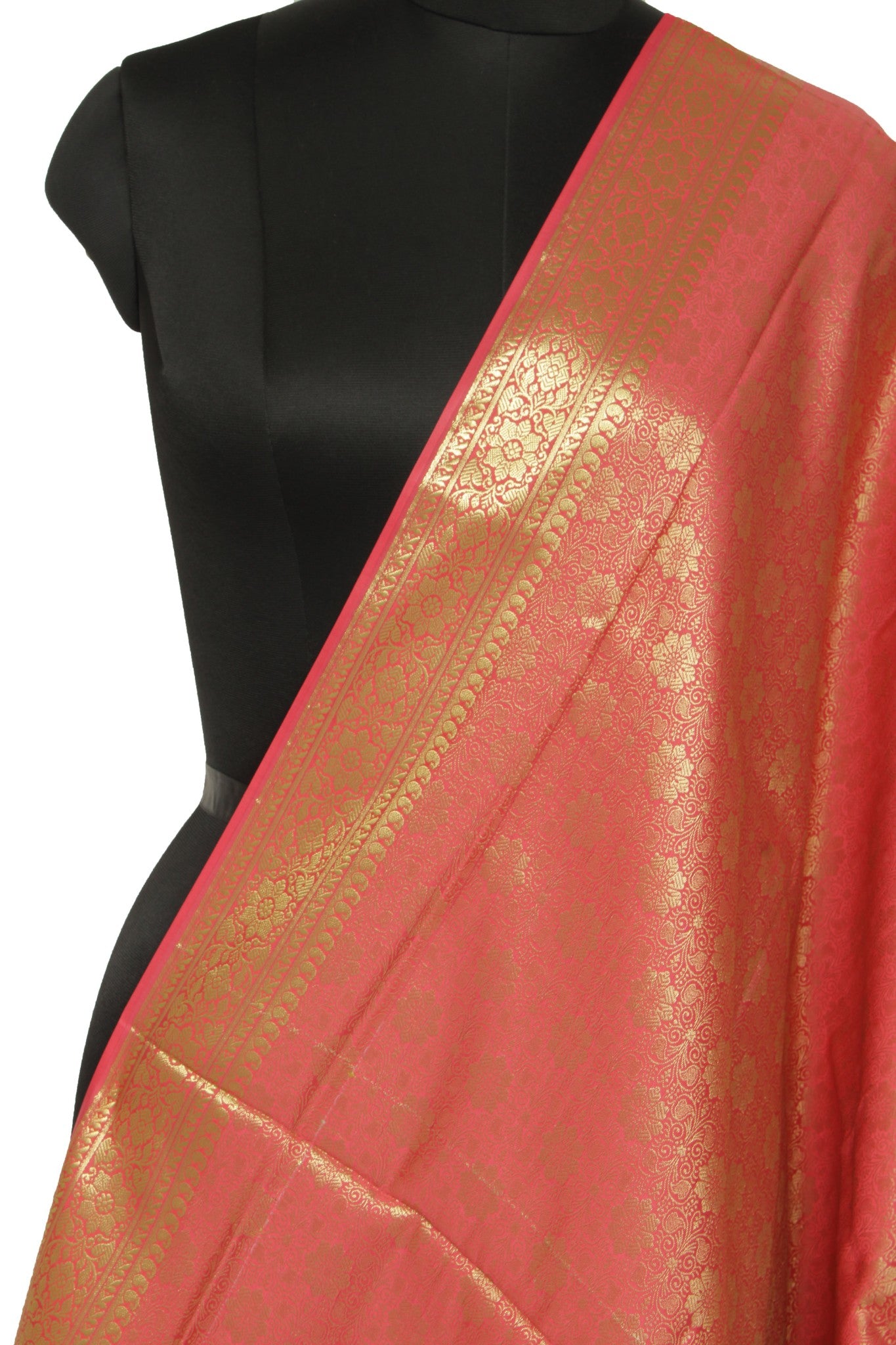 Peach Banarasi Dupatta Indian Art Silk Woven Zari Brocade Long Stole Scarves