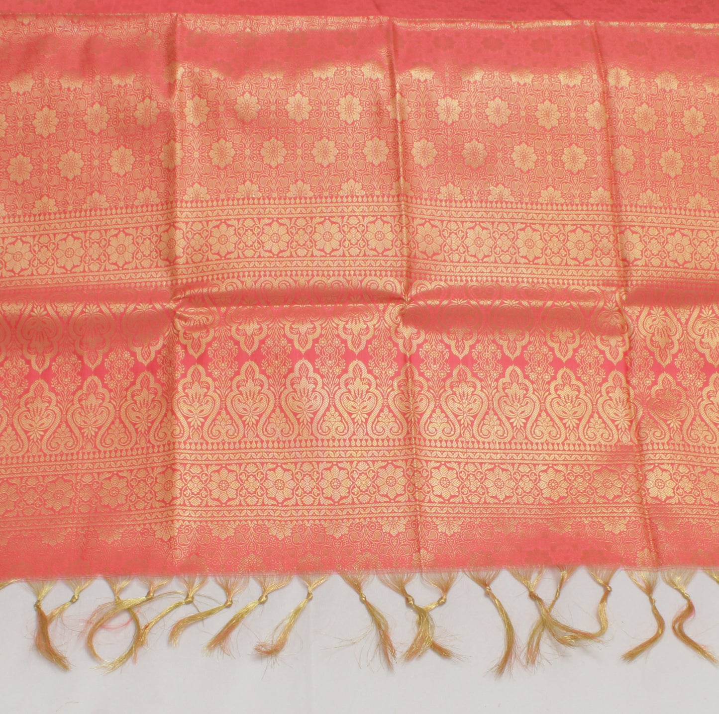 Peach Banarasi Dupatta Indian Art Silk Woven Zari Brocade Long Stole Scarves