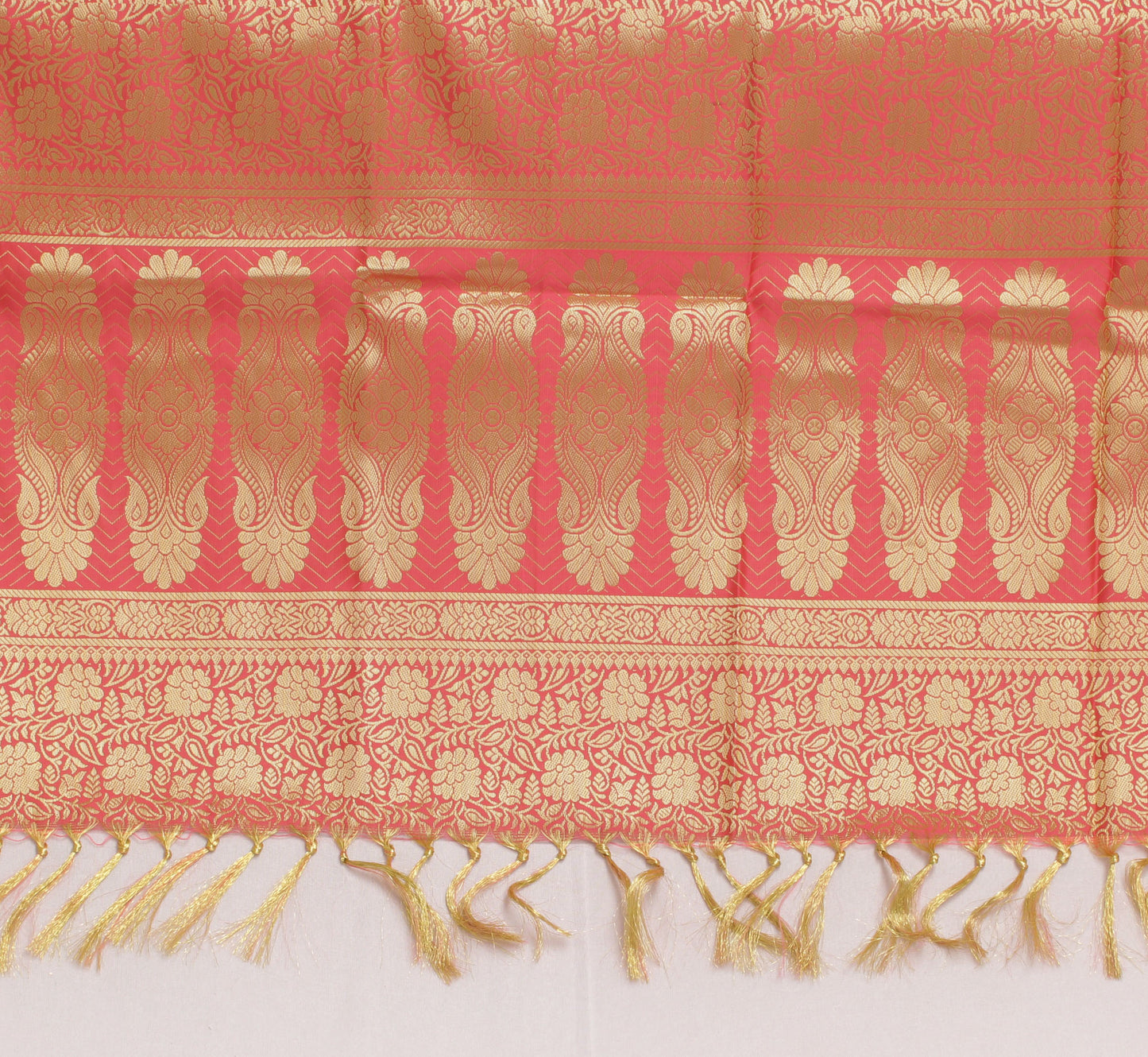Peach Banarasi Dupatta Indian Art Silk Woven Zari Brocade Long Stole Scarves